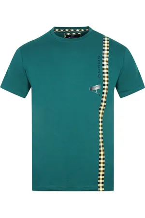 Aquascutum Vertikales Karo-Logo Grünes T-Shirt