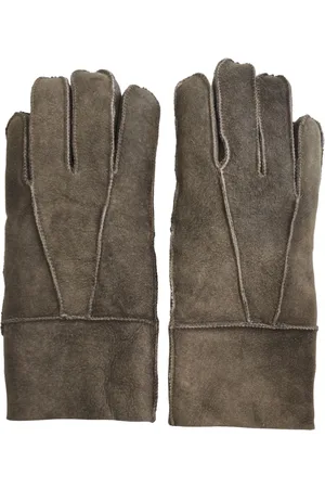 Infinity Braune Unisex-Handschuhe aus Schaffell-Wildleder mit aufrollbarer Manschette