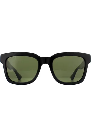 Gucci Square Mens und Grün mit roten Streifen Grüne Sonnenbrille