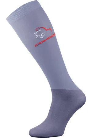 COMODO Femme Chaussettes Equitation | Chaussettes Hautes Longues pour Eté - Gris Clair