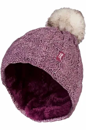 Heat Holders Wärmehalter - Damen Strickfleece gefütterte Thermo-Bommelmütze mit Pom Pom