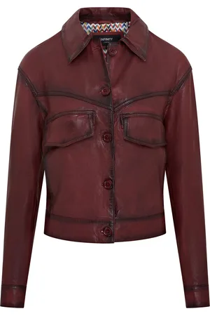 Infinity Rote Retro-Biker-Lederjacke für Damen – Kopervik