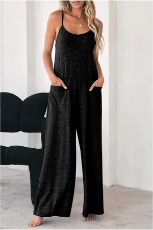 Azura Exchange Damen-Jumpsuit mit Spaghettiträgern und weitem Bein und Seitentaschen in