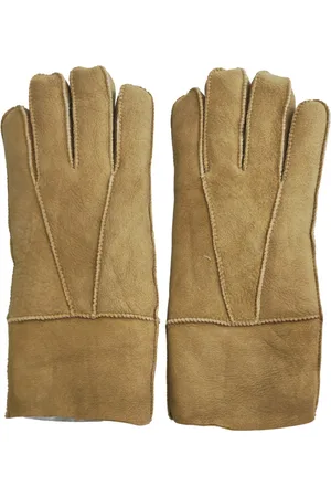Infinity Hellbraune Unisex-Handschuhe aus Schaffell-Wildleder mit aufrollbaren Bündchen