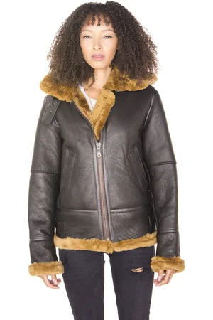 Infinity Damen-Fliegende Lederjacke aus Schaffell mit Kapuze – Palermo