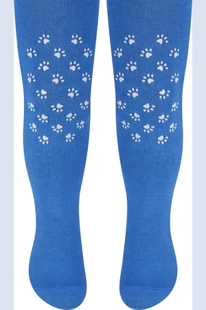 Steven Kinder Baumwollstrumpfhose mit Anti-Rutsch-Griff - Paws (Königsblau)
