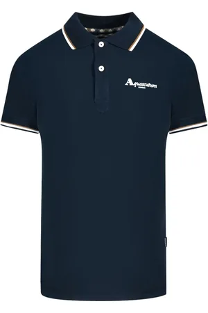Aquascutum London Marineblaues Poloshirt mit Spitze