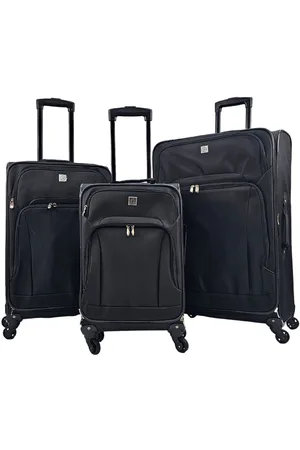 Infinity Schwarze, leichte 4-Rad-Gepäck-Reisekoffer, weiche Taschen, Koffer