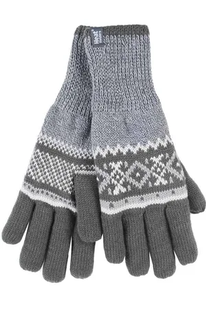 Heat Holders Gestreifte Herren Nordic Fairisle Zig Zag gestrickt Fleece gefüttert warme Handschuhe