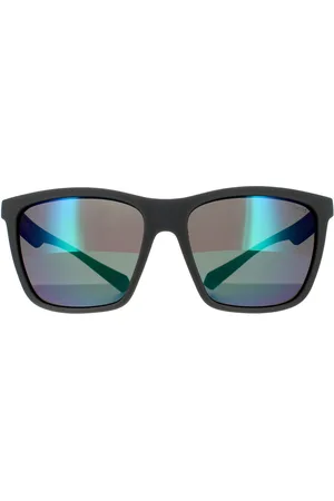 Polaroid Rectangle Mens Grey Green Grey Green Mirror Polarized Sonnenbrillen