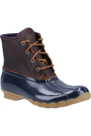 Sperry Saltwater Duck Kunstleder Tan/Navy Wellington Stiefel