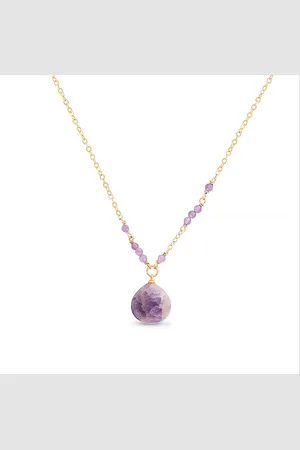 Luxenter Halskette, Metalllegierung zoqoyi und natürlicher Amethyst 18K vergoldet