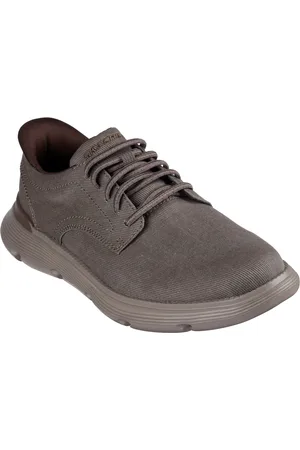 Skechers Garza Clive Herren Schnürschuhe aus dunkelbrauner Baumwolle