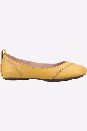 Hush Puppies Janessa Leder Damen Gelbe Flats