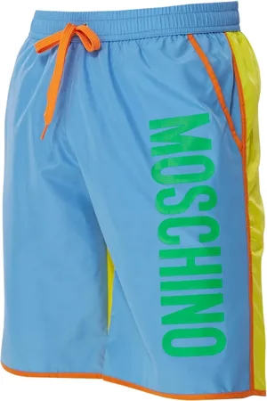 Moschino Blaue Badeshorts im Farbblockdesign von