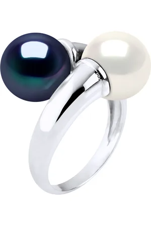 Diadema Ring You & Me - 2 echte Süßwasserperlen Weiß und Schwarz