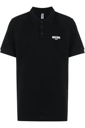 Moschino Schwarzes Poloshirt mit kleinem Schwimmlogo von