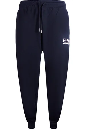 OFF-WHITE Marineblaue Jogginghose mit Cavalli Class Bold Brand Logo