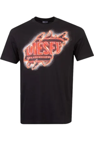 Diesel Schwarzes T-Shirt mit -Peel-Effekt-Logo