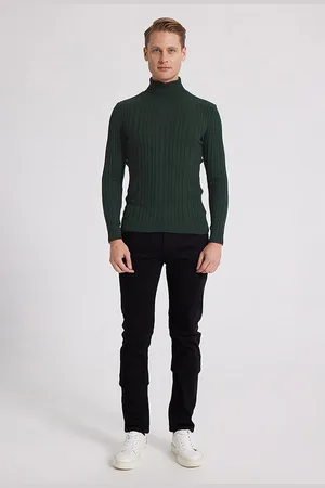 DS DAMAT Ds Damat Slim Fit Geripptes Baumwollmischung Rollkragen-Strickpullover