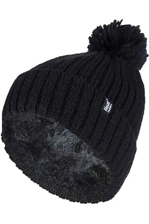 Heat Holders Ladies Ribbed Cuffed Thermal isoliert Winter Pom Pom Bommelmütze