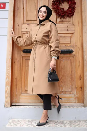 HERITA Verdeckter Knopfleisten-Trenchcoat
