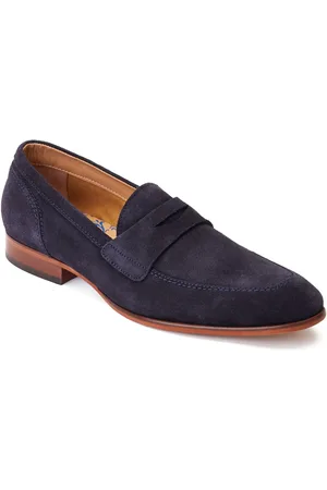 Base London Bruno Herren Mokassins aus Leder in Marineblau