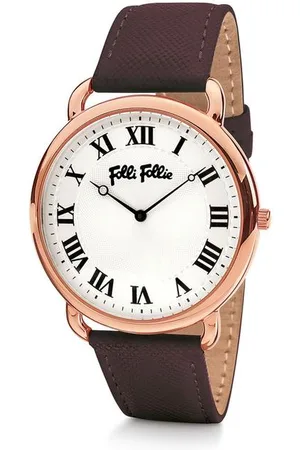 Folli Follie Luxus-Quarzuhr mit Lederarmband und Edelstahlgehause