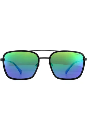 Polaroid Aviator Mens Black Blue et Green Polarise Lunettes de soleil