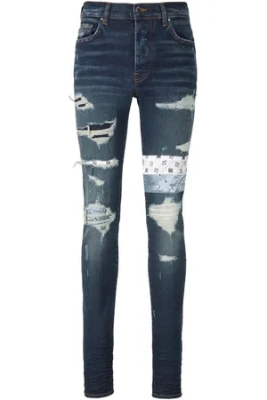 AMIRI Paisley MA Art Patch Straight Fit Deep Classic Blue Denim Jeans