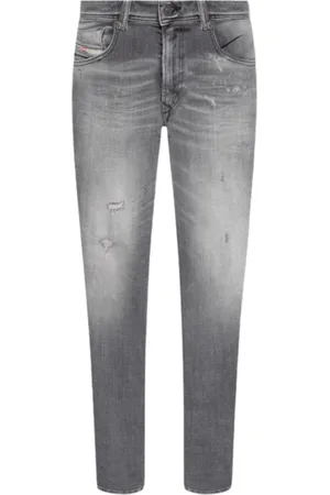 Diesel 1979 Sleenker Frayed Grey Faded Denim Jeans