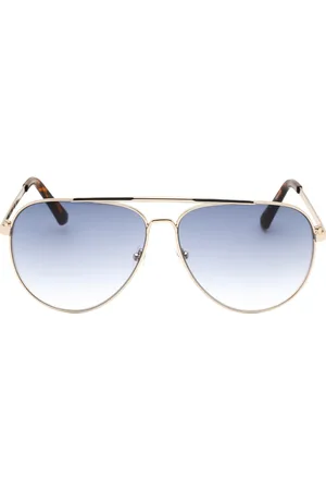 Guess Sonnenbrille mit Farbverlauf, blauen Gläsern und goldenen Gläsern