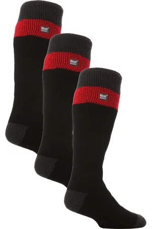 Heat Holders Herren-Thermo-Skisocken gestreift | Hochwertige Wärmespeicher Extra lange Socken - / Rot