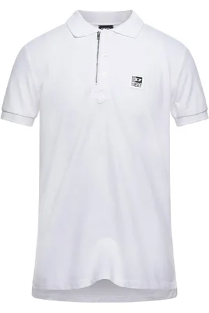 Diesel T-Harry Weißes Poloshirt mit Reißverschluss