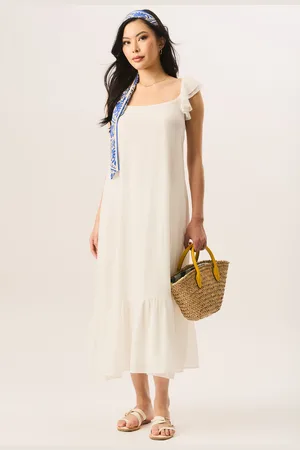 Gini London Rüschen-Maxikleid mit kurzen Ärmeln