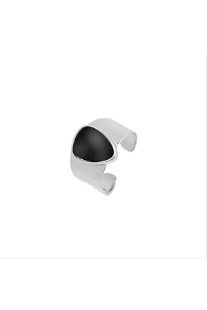 Luxenter Ring, Ring aus Sheak-Metall-Legierung und Onyx, rhodiniert