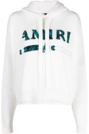 AMIRI Leopard MA Bar Logo Weißer Strick-Hoodie