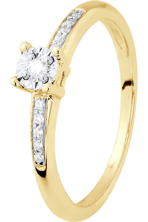 Diadema Diamant Solitaire unterstützt 0,070 Cts Illusion 1 Ct Gelbgold mit vier Krallen gesetzt