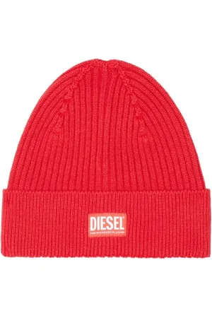 Diesel Rote Mütze mit -Patch-Logo