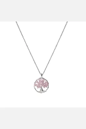Luxenter Halskette, Knospe aus Metalllegierung und Rosenquarz rhodiniert