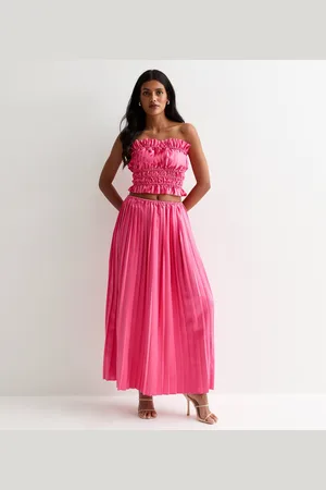 Gini London Rosa Faltenrock Maxi Rock