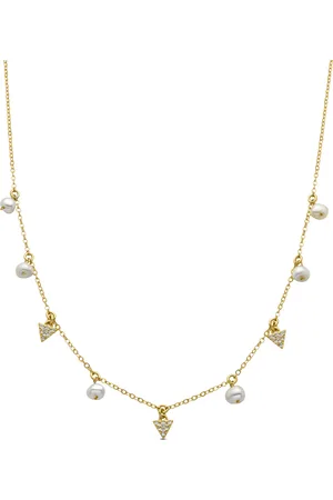 Luxenter Weißer Perlencollier aus 18K Gelbgold - Sonle