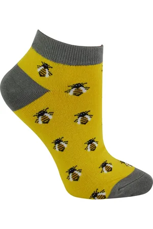 Miss Sparrow Damen Bambus Trainer Socken | | Atmungsaktive Low Cut Socken für Frauen - Honey Bees