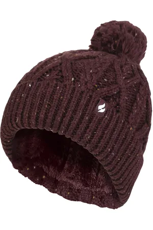 Heat Holders Damen Pom Pom Bommelmütze | Wärmehalter | Modische Chunky Warm Cable Knit Beanie mit Heatweaver Fleece Innenfutter | Salzburg Style - Wein