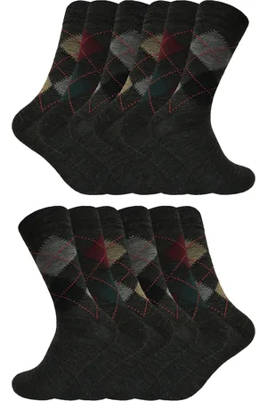 Sock Snob 12 Paar Multipack Herren Lambswool Socken | | Dünne und weiche Honeycomb Top Argyle Patterned Socken