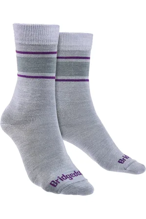 Bridgedale Womens Liner Base Layer Merino Socken - Lt Grey / Purple