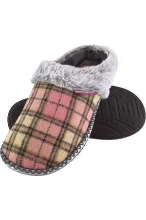 Dunlop Damen niedlich kuschelig Plüsch Memory Foam gestrickt Hausschuhe mit offenen Rücken Mules