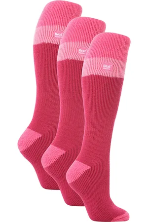 Heat Holders 3er-Pack Ladies Thermal Knee High Ski Socks | WoMens Thick Winter 2.3 TOG Long Skiing Socks - Raspberry / Light Pink
