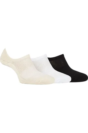 Jeep Damen Bamboo No Show Socken | | Atmungsaktiv Anti Blister gepolstert unsichtbare Socken mit Anti-Rutsch-Ferse Grip - Creme / Schwarz / Weiß