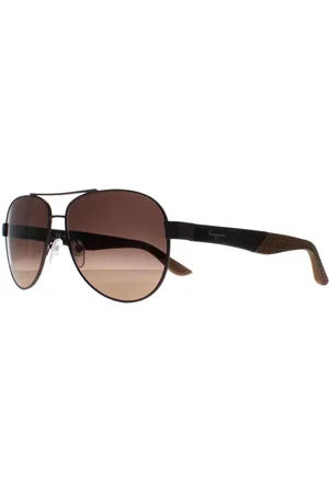 Salvatore Ferragamo Aviator Herren Matte dunkel Ruthenium grau braun Gradient SF275S